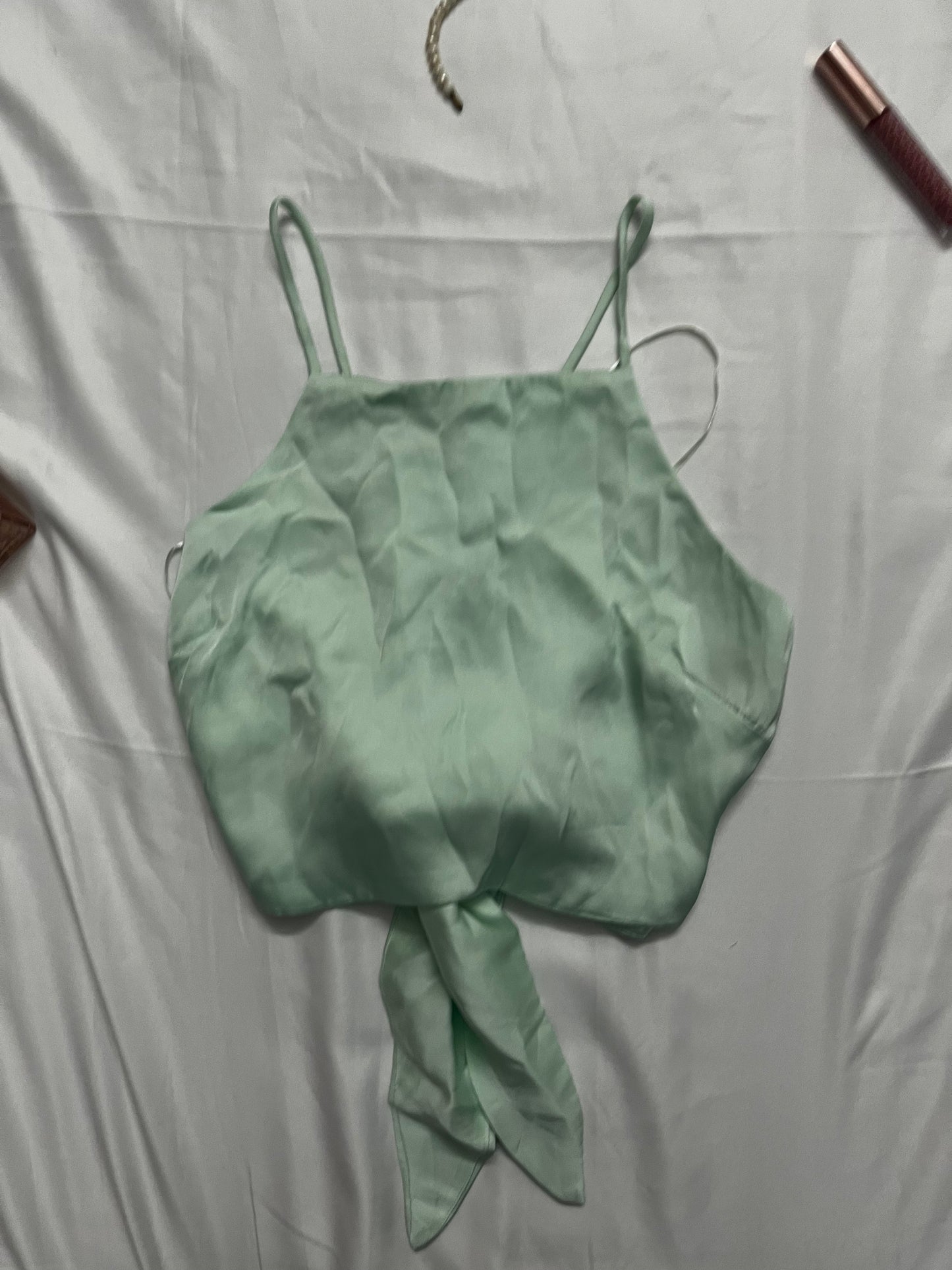 Sea green tie up bow top | Size: S-M