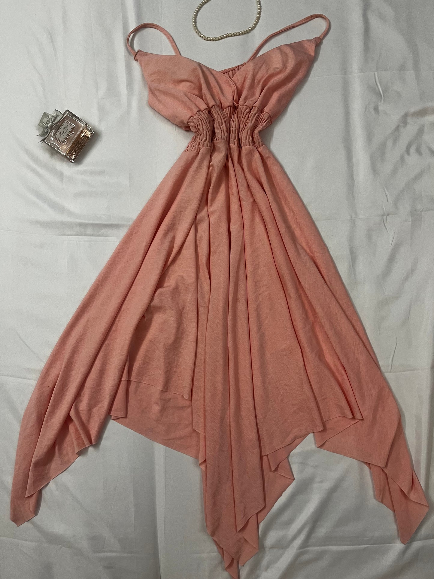 Barbie core peach flared dress | Size S-XL
