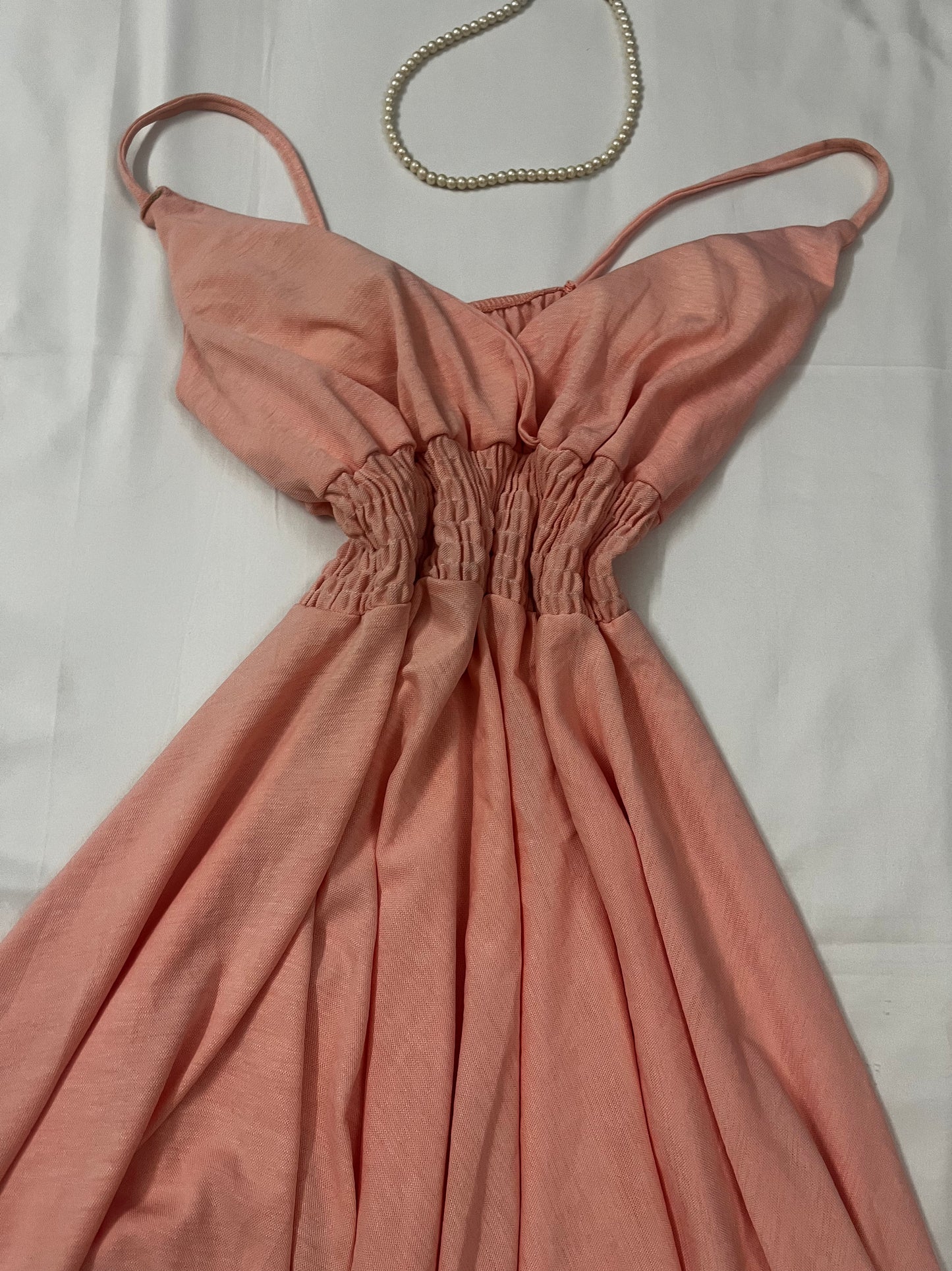 Barbie core peach flared dress | Size S-XL
