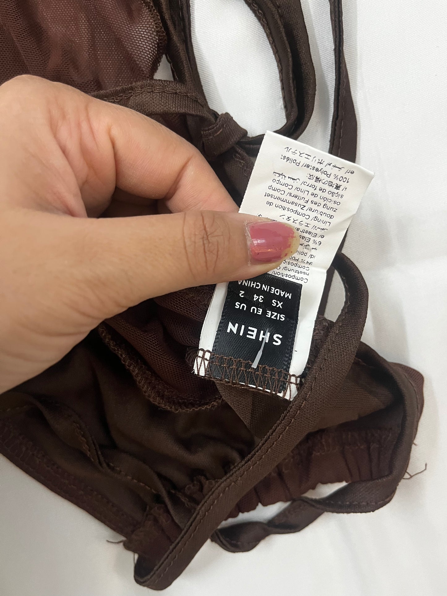 Brown scarf tie up top | Size: XS