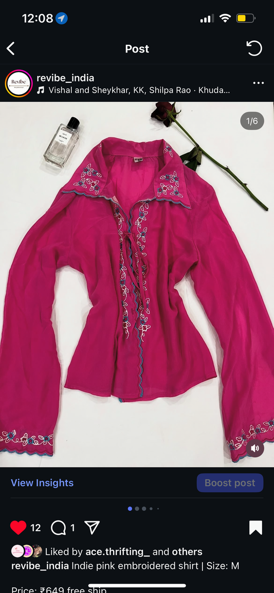 Pink embroidered sale blouse