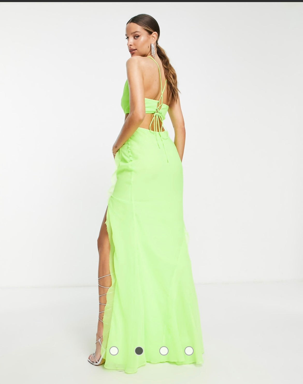 Neon ruffled cut out dress