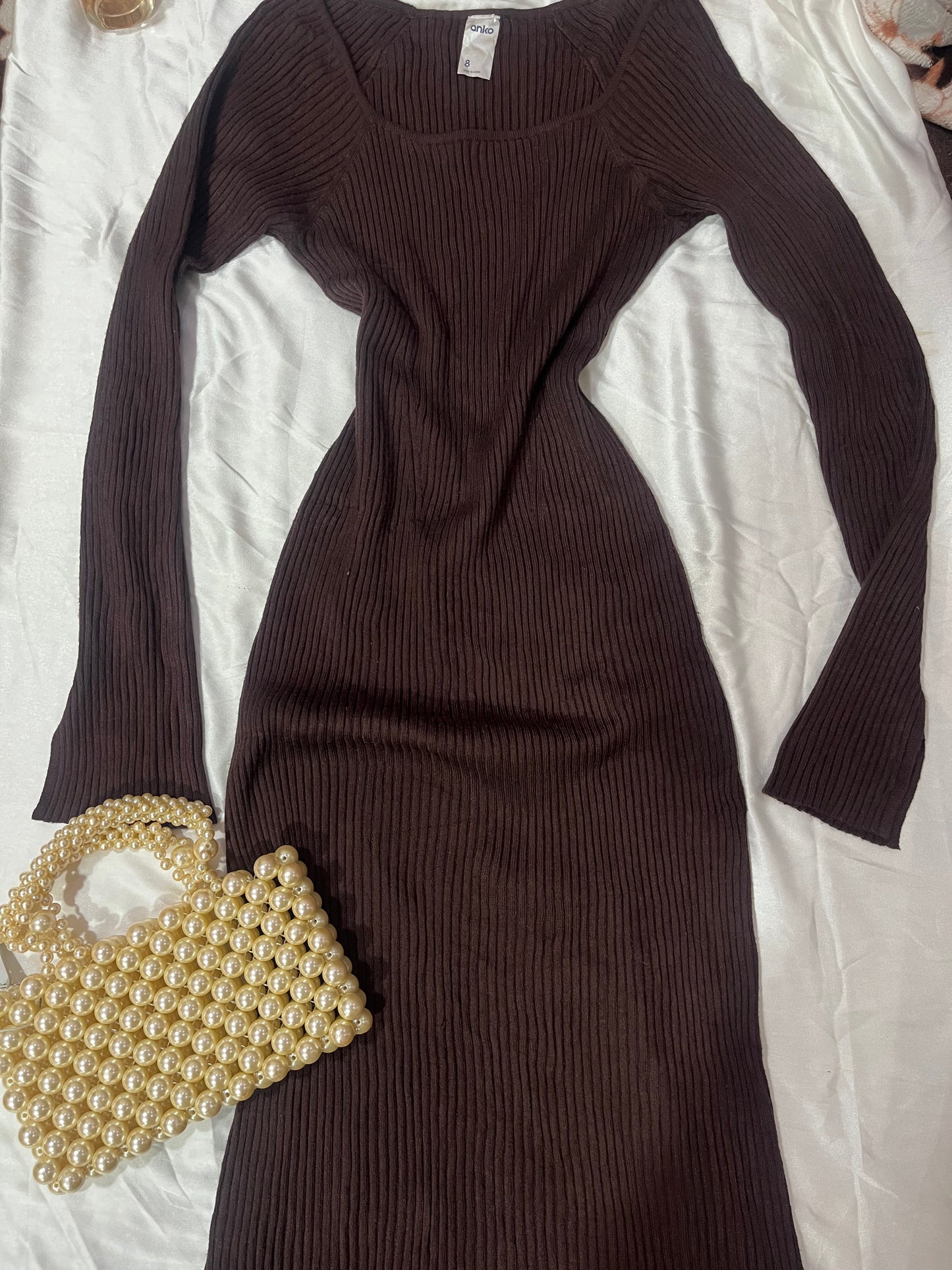 Sweater maxi dress with side slits