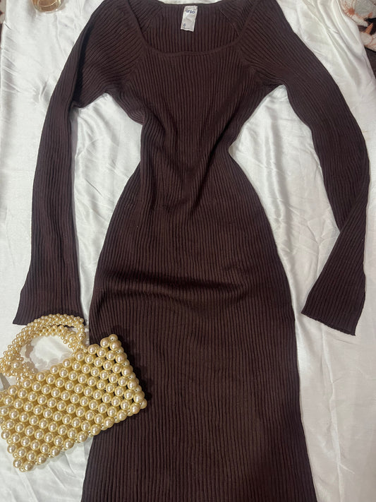 Sweater maxi dress with side slits