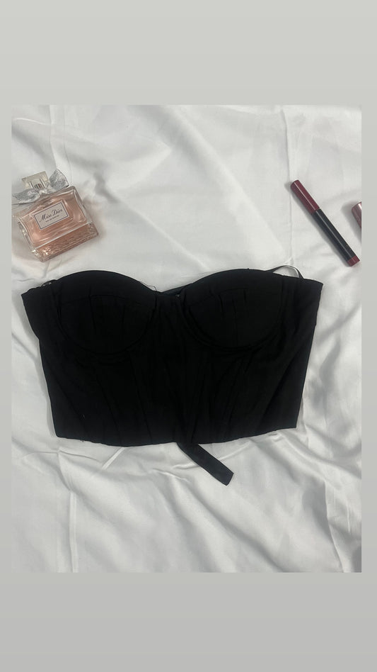 Crop black corset top | Size: XS