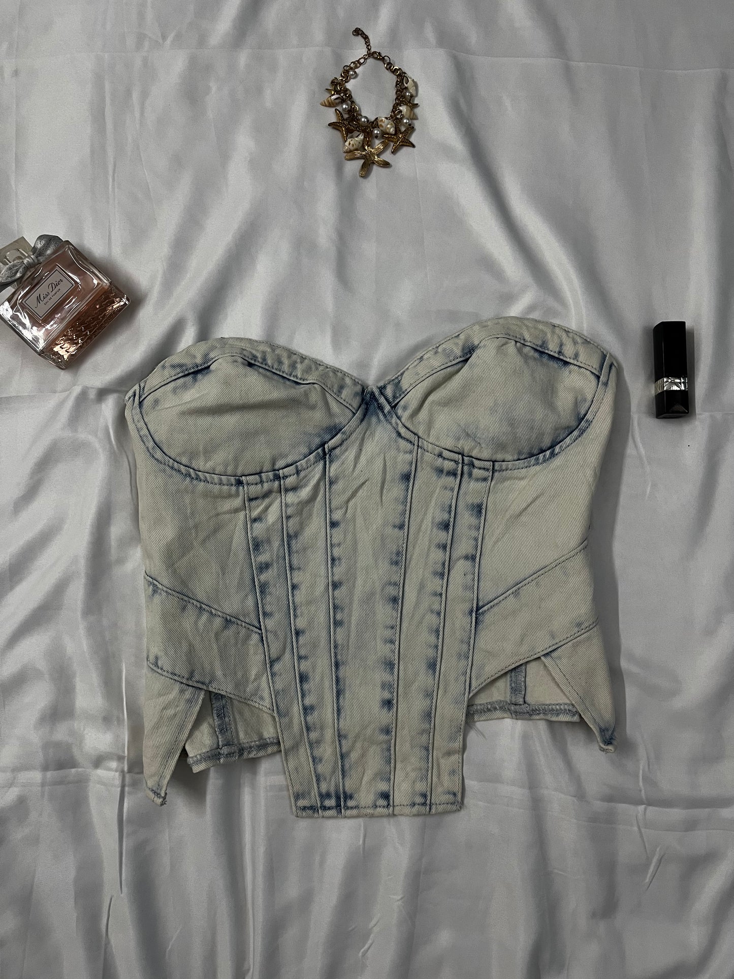 Denim cut out corset top | Size: XL