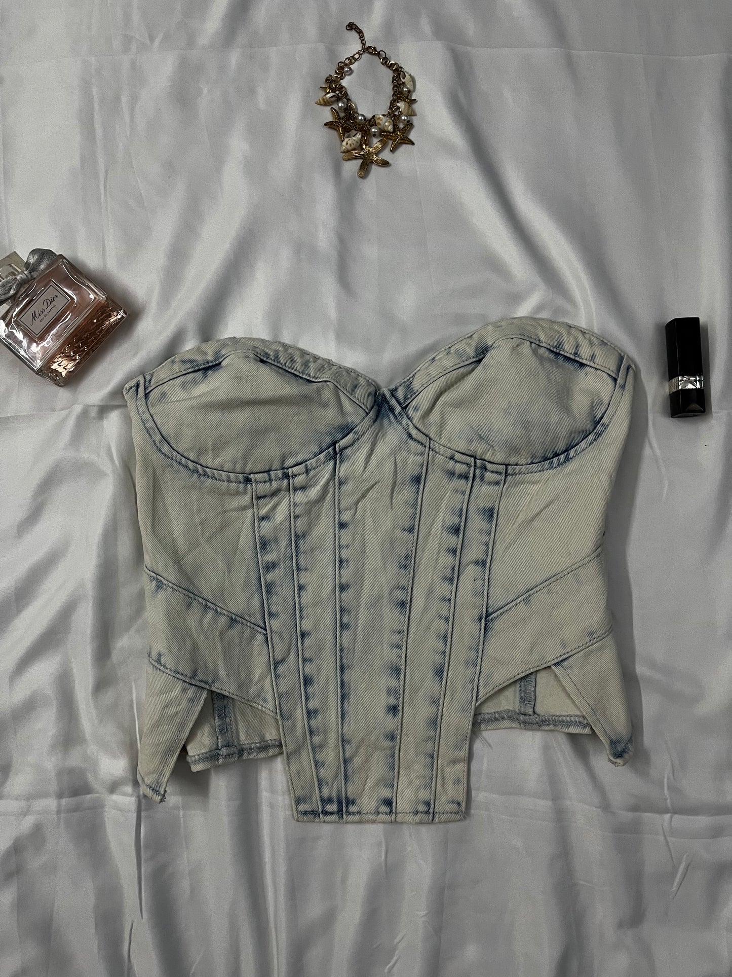 Denim cut out corset top | Size: XL