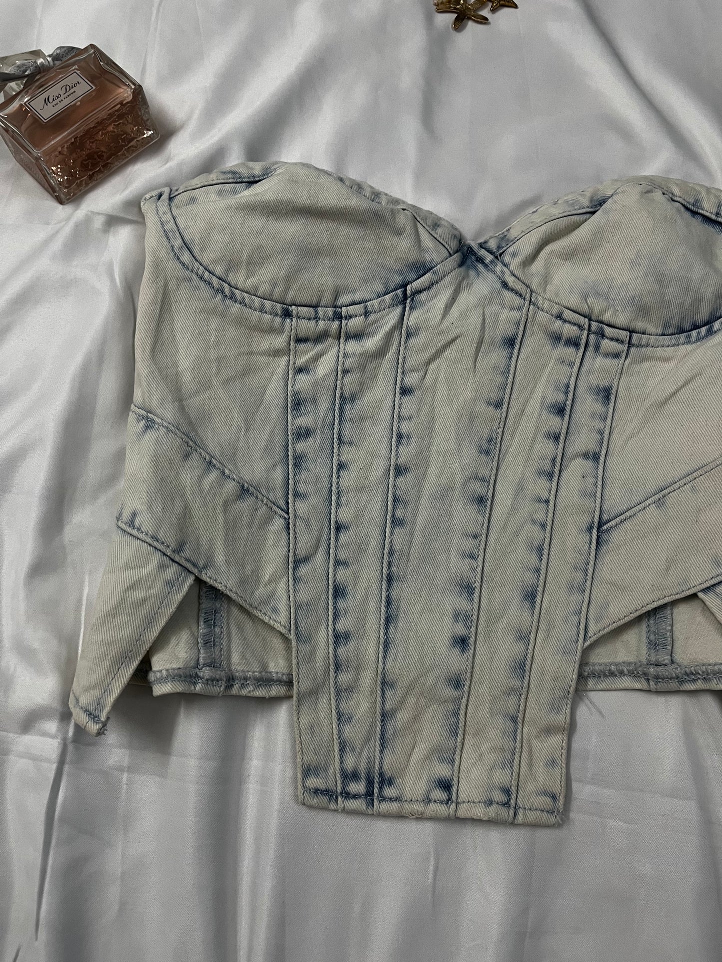 Denim cut out corset top | Size: XL