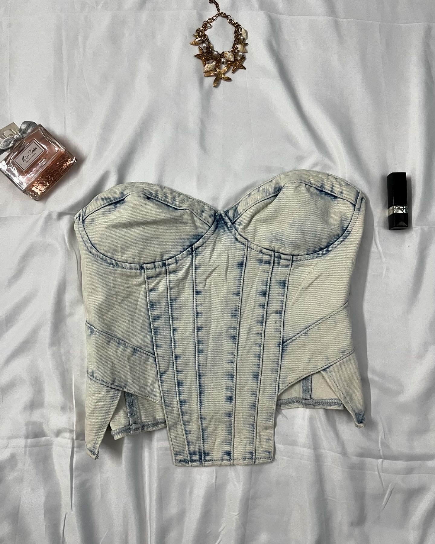 Denim cut out corset top | Size: XL