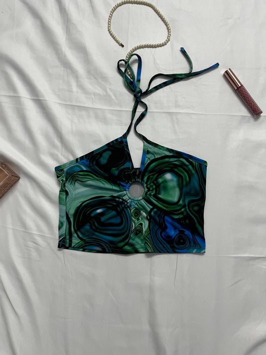 PLT galaxy cut out halter top | Size: XS