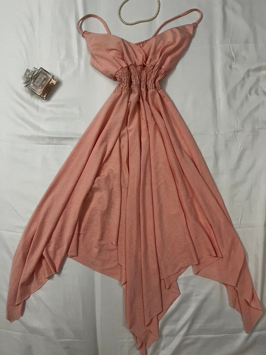 Barbie core peach flared dress | Size S-XL